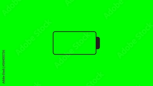 low battery animation with red color cell appear and disappear video isolated on green screen background, battery dead warnings