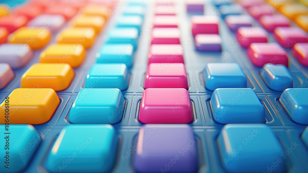 Obraz premium Colorful Abstract Keyboard with Vibrant Pastel Keys in Focused Perspective