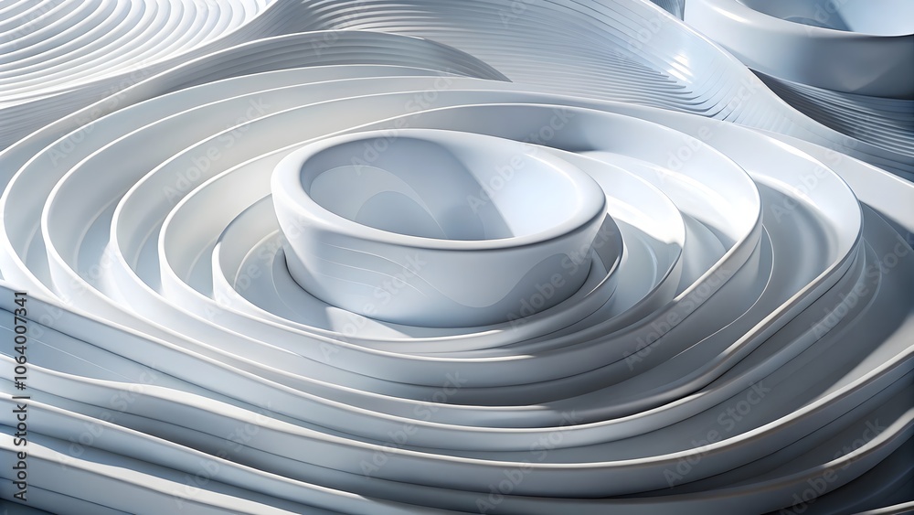 Obraz premium 3d white spheres with glossy surface arranged in a curve for abstract digital backgrounds