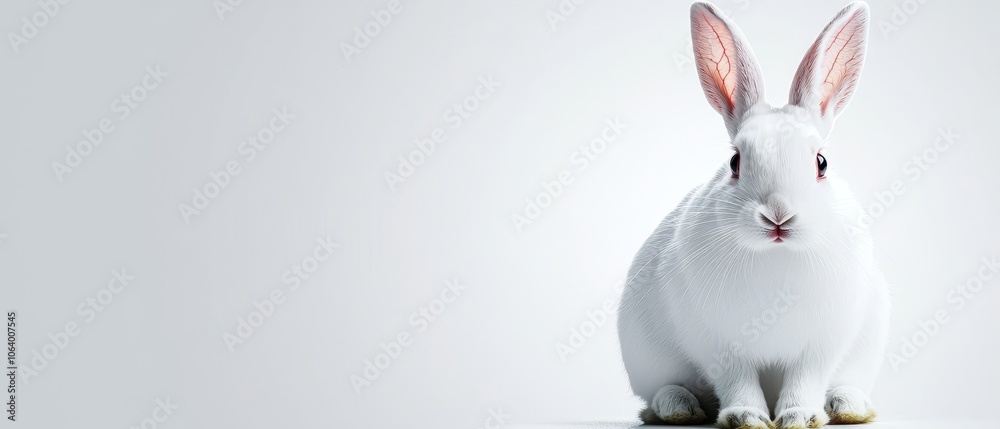 Obraz premium A white rabbit sitting on a white surface