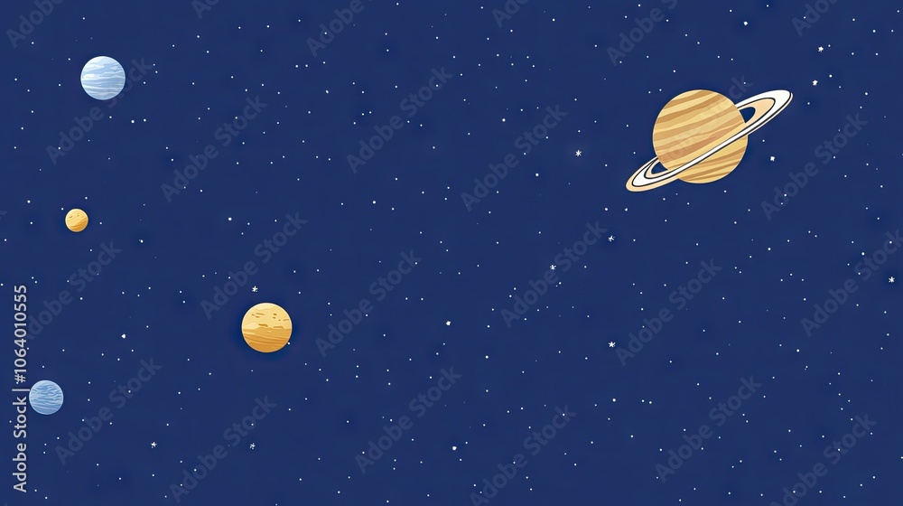Fototapeta premium Colorful Illustration of Planets in Outer Space