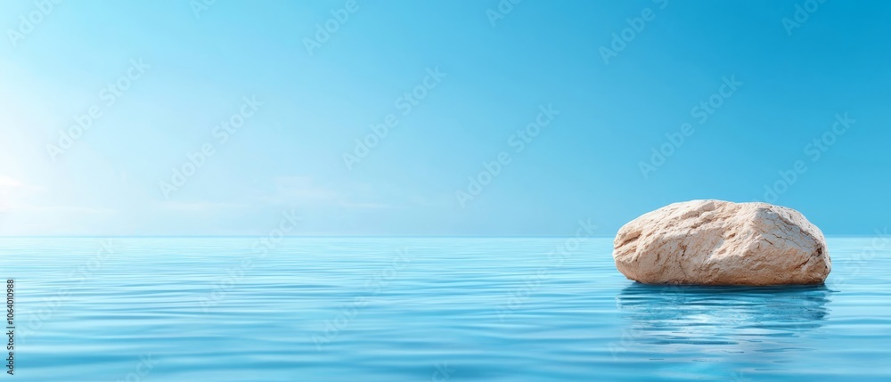 A large rock floating in the middle of the ocean A large rock floating in the middle of the ocean