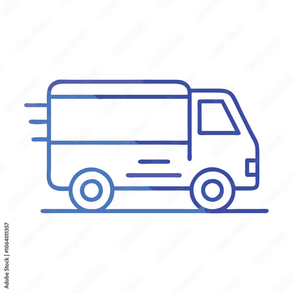 Gradient delivery truck icon with motion lines, Outline icon of a delivery truck with gradient colors and motion lines, symbolizing fast shipping and transportation services. Gradient delivery truck icon with motion lines, Outline icon of a delivery truck with gradient colors and motion lines, symbolizing fast shipping and transportation services.