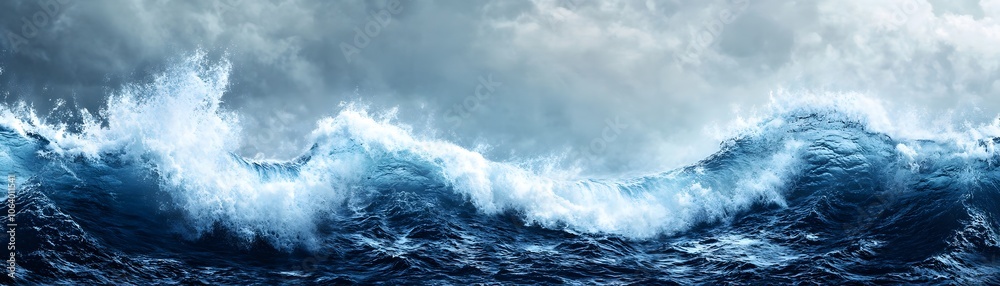Obraz premium Large Waves Crashing in a Stormy Sea