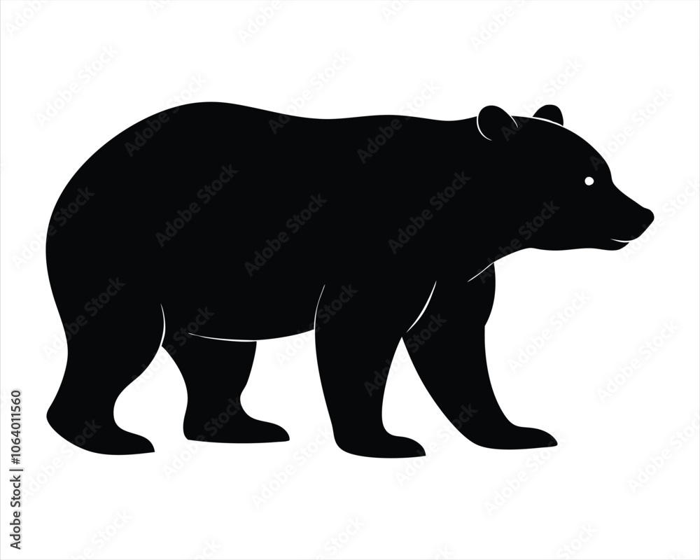 Obraz premium Black Silhouette of a Bear Icon, Perfect for Wildlife, Nature Themes, Conservation Projects, and Outdoor Adventure Designs. Vector Illustration.