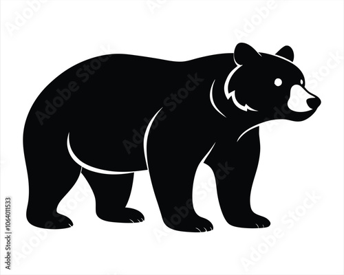 Black Silhouette of a Bear Icon, Perfect for Wildlife, Nature Themes, Conservation Projects, and Outdoor Adventure Designs. Vector Illustration. photo