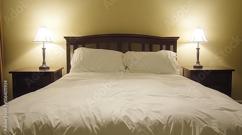 Wallpaper Mural Cozy Bedroom with Soft Lighting and White Bedding Torontodigital.ca