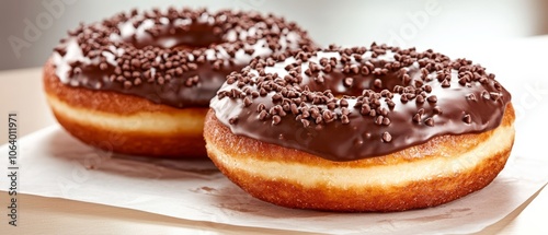 A couple of doughnuts sitting on top of a piece of paper