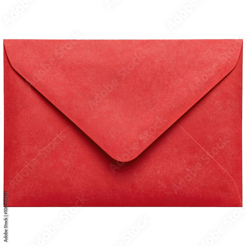 Red envelope with textured surface isolated on transparent background. PNG. Holiday and invitation concept. Design for greeting card, invitation, postcard, poster, banner.