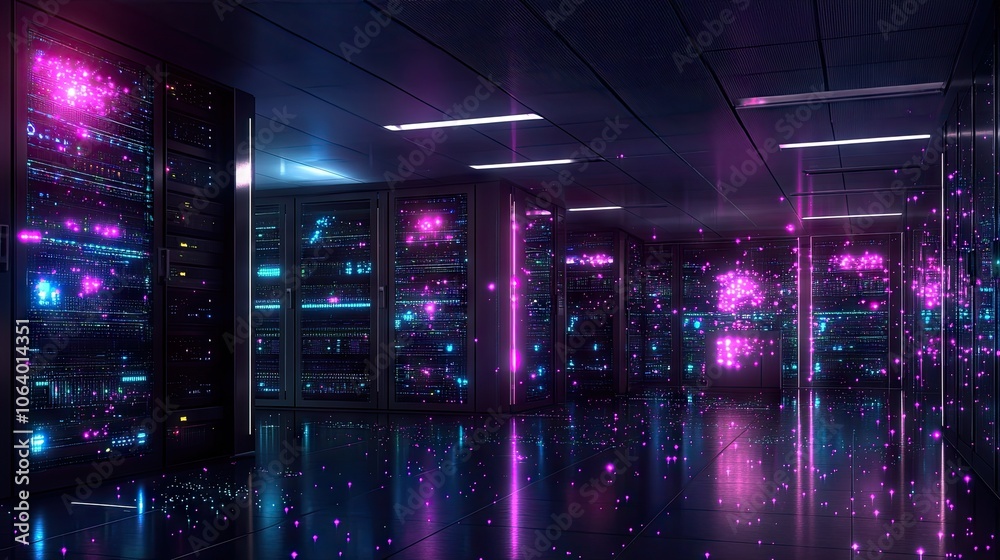 Digital Data Center with Vibrant Effects