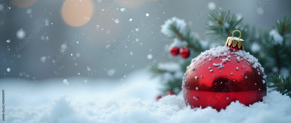 Christmas toy on winter background, snow background with copy space Christmas toy on winter background, snow background with copy space