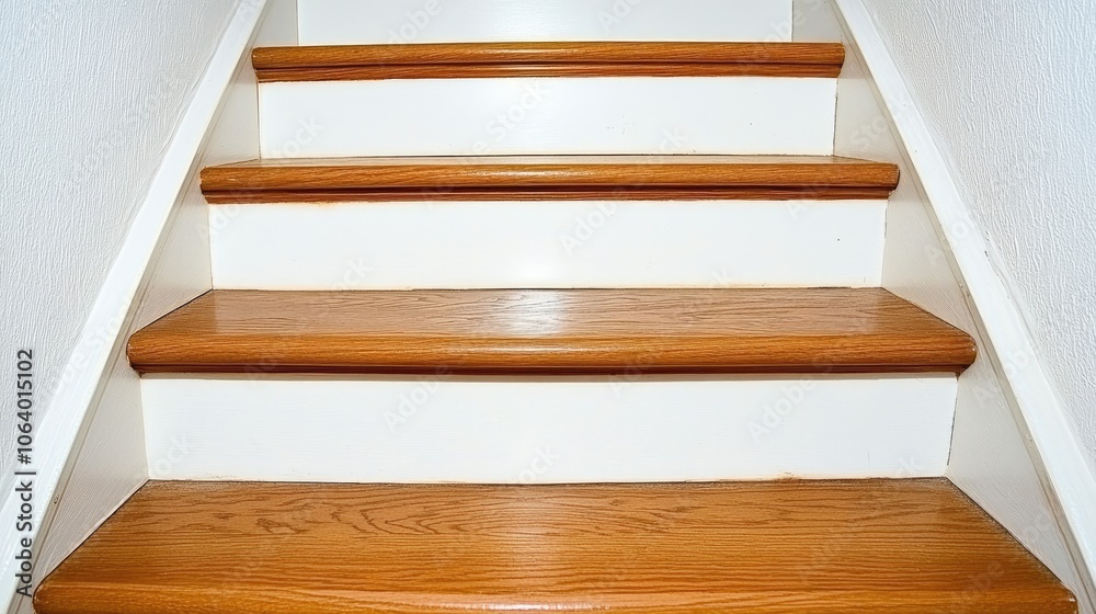 Elegant Wooden Stairs with Clean White Walls Elegant Wooden Stairs with Clean White Walls
