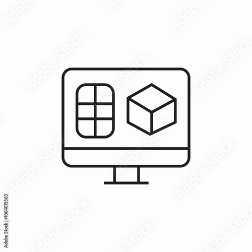 3d modeling computer icon sign vector