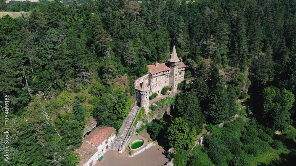 drone photo Rochelambert castle france europe drone photo Rochelambert castle france europe