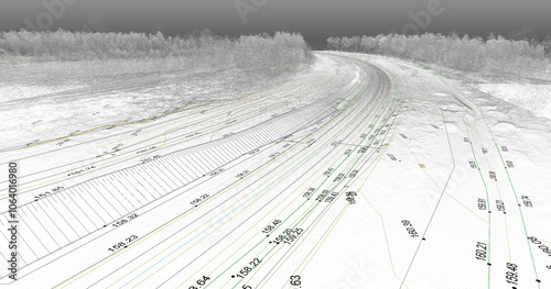 Digital terrain model obtained from lidar scanning results (BIM DTM)