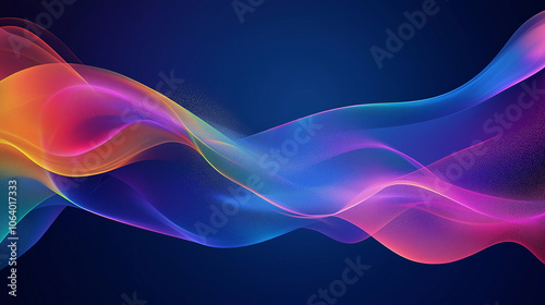Abstract colorful light and color background with energy waves, fractal design, dark blue background, red, orange, purple, and pink colors, detailed, hyper-realistic.