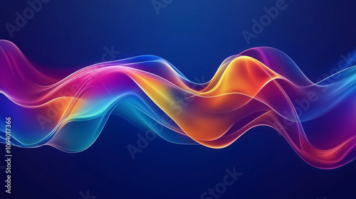 Abstract colorful light and color background with energy waves, fractal design, dark blue background, red, orange, purple, and pink colors, detailed, hyper-realistic.