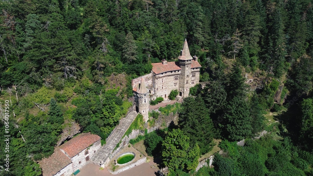 drone photo Rochelambert castle france europe drone photo Rochelambert castle france europe