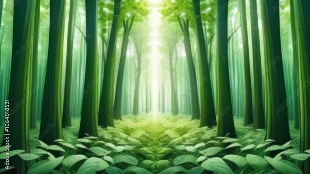 The bright sun is shining beautifully through the trees in the forest. The bright sun is shining beautifully through the trees in the forest.
