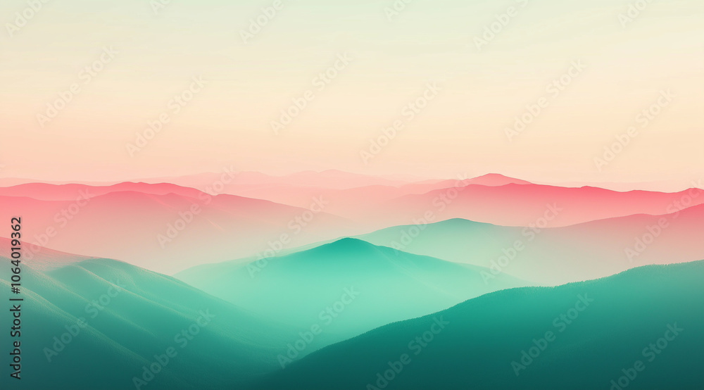 Blurred background with red and green gradient, light sky blue color, mobile wallpaper, flat design, minimalistic, realistic. 