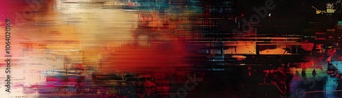 Abstract Digital Art with Distorted Lines and Vibrant Colors