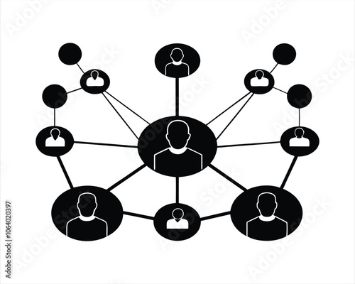Black Silhouette of a Large Model Network Icon, Ideal for Technology, Data Systems, AI, Cloud Computing, and Connectivity Design Projects.