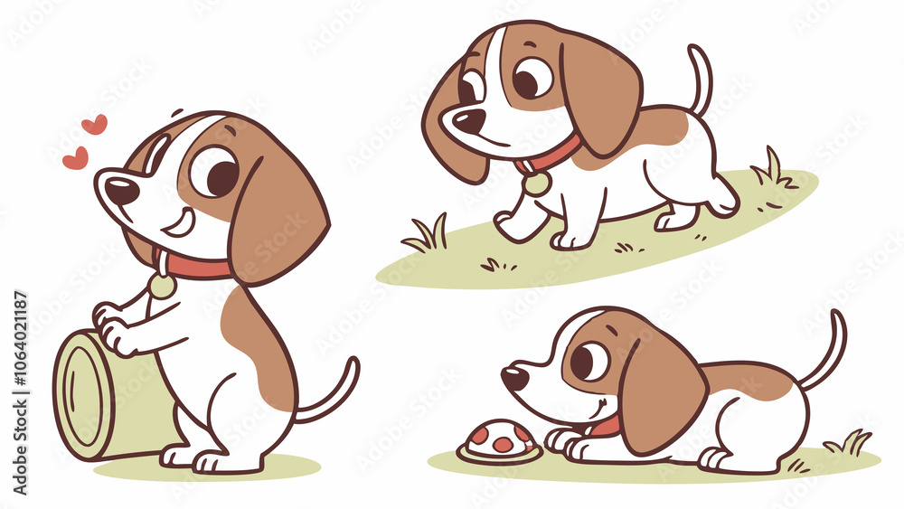 Fototapeta premium cute dogs set illustration, cute dogs vector