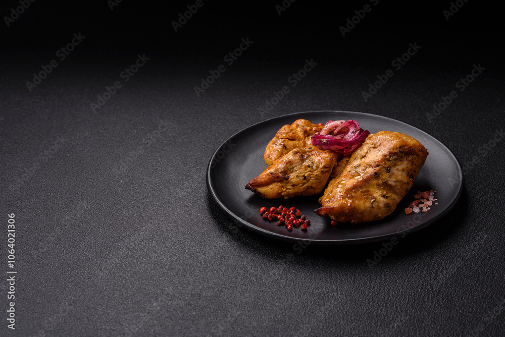 Chicken fillet pieces marinated with salt and spices Chicken fillet pieces marinated with salt and spices