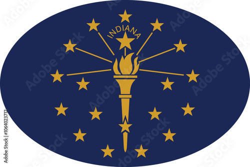 Oval flag of the United States of America federal state of INDIANA