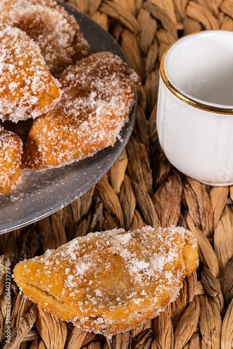 A Fried sweet (borrachuelo) with angel hair, typical Spanish dessert from Andalusia. for Christmas and Easter. photo