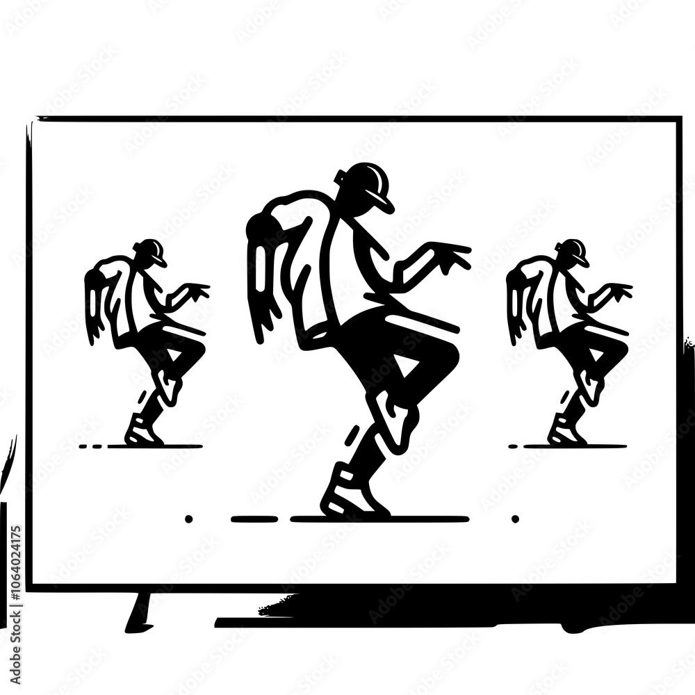 Fototapeta premium Black and White Vector Silhouettes of Dancers in Aesthetic and Dynamic Poses – Minimalist Art for Motion and Expression