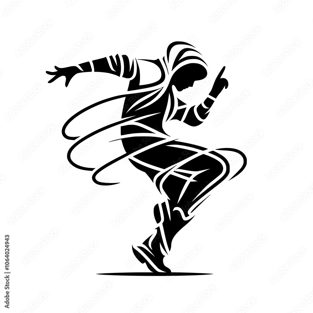 Fototapeta premium Black and White Vector Silhouettes of Dancers in Aesthetic and Dynamic Poses – Minimalist Art for Motion and Expression