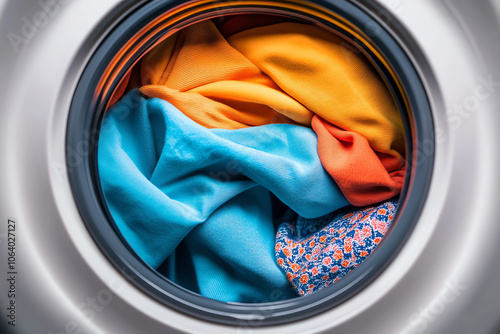 Wallpaper Mural Close-up of Colorful Clothes Inside a Washing Machine Torontodigital.ca