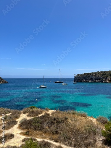 Stunning Coastal Landscape with Turquoise Waters and Rocky Cliffs in Mallorca, Spain