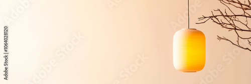 A cozy hanging lamp casts warm light, Generative AI