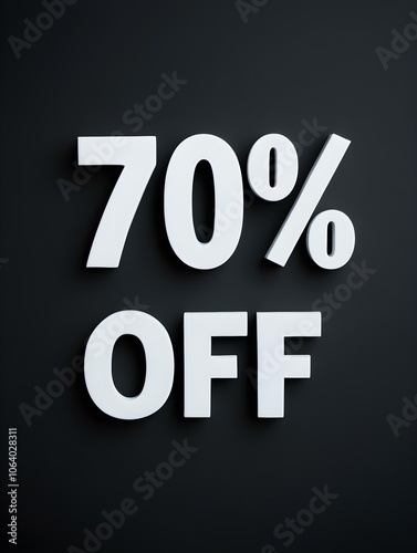 White '70% OFF' Promotional Sign on a Black Background