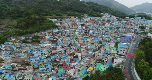 Arial Drone View Of Gamcheon Culture Village In Busan, South Korea, Korea Travel
