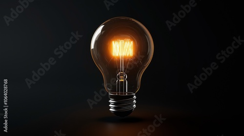 glowing electric bulb on dark background