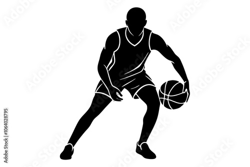 Basketball player silhouette , vector illustration,vector basketball players in silhouettes on white.
