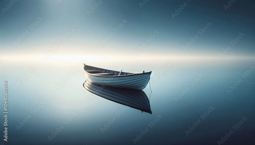Serene Boat Reflection on Calm Waters Serene Boat Reflection on Calm Waters