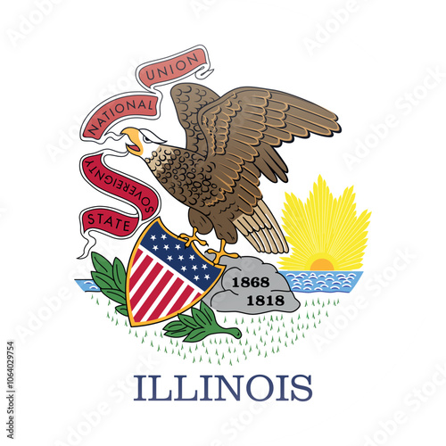 Sphere flag of the United States of America federal state of ILLINOIS