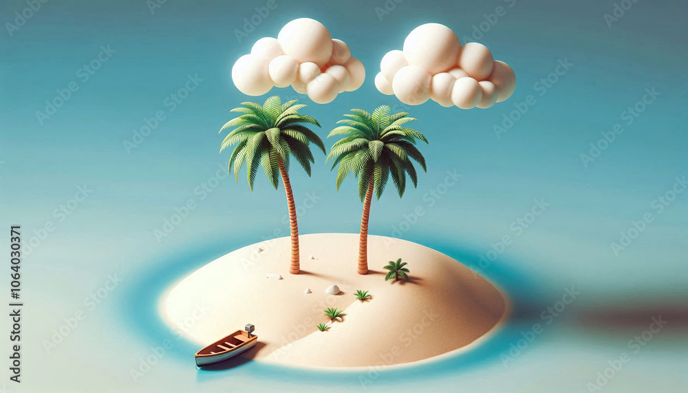 Obraz premium Picturesque Island and Celestial Sky