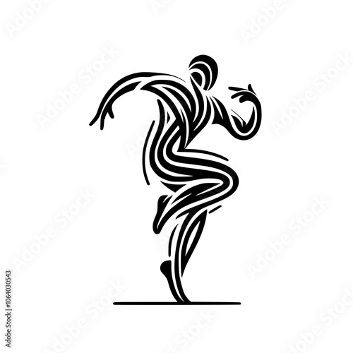 Black and White Vector Silhouettes of Dancers in Aesthetic and Dynamic Poses – Minimalist Art for Motion and Expression