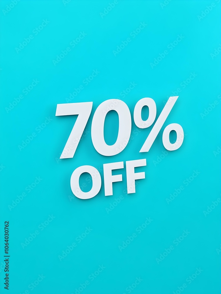 White '70% OFF' Promotional Sign on a Cyan Background White '70% OFF' Promotional Sign on a Cyan Background