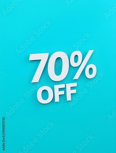 White '70% OFF' Promotional Sign on a Cyan Background