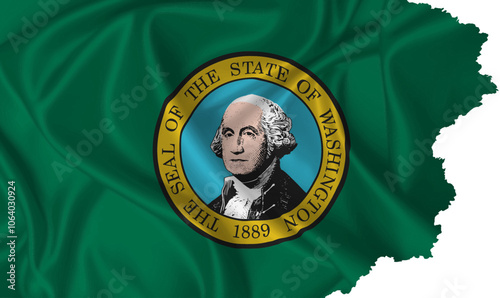 Washington State flag vector with torn edges on a transparent background