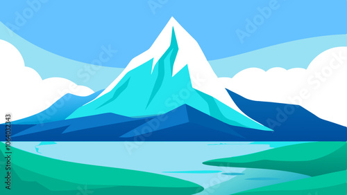 Mountain Sea Landscape Vector Art.