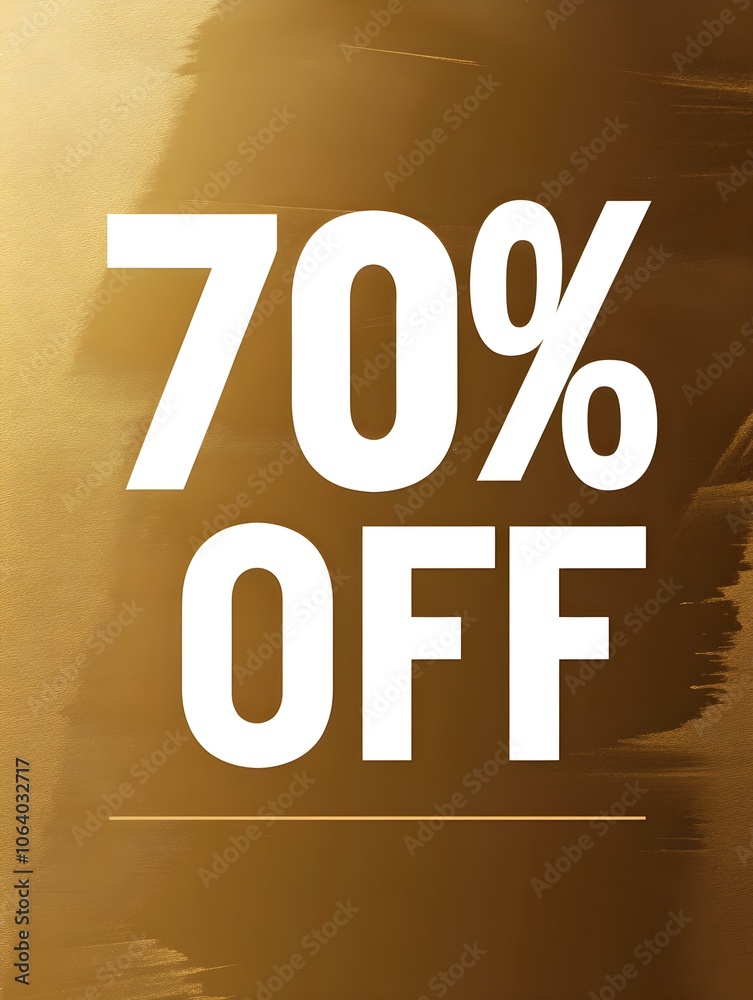 White '70% OFF' Promotional Sign on a Dark Gold Background White '70% OFF' Promotional Sign on a Dark Gold Background