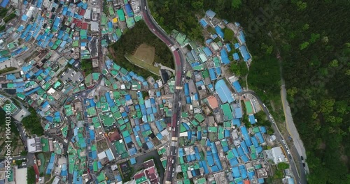 Arial Drone View Of Gamcheon Culture Village In Busan, South Korea, Korea Travel