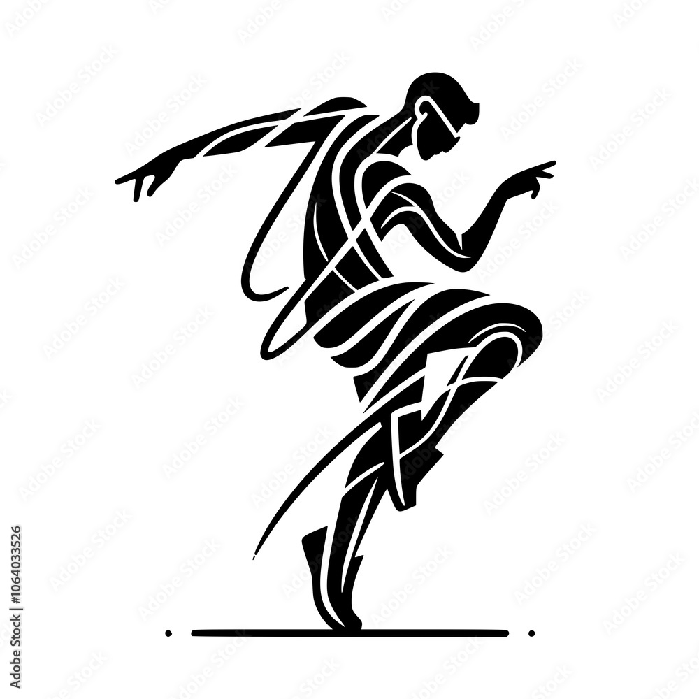 Fototapeta premium Black and White Vector Silhouettes of Dancers in Aesthetic and Dynamic Poses – Minimalist Art for Motion and Expression